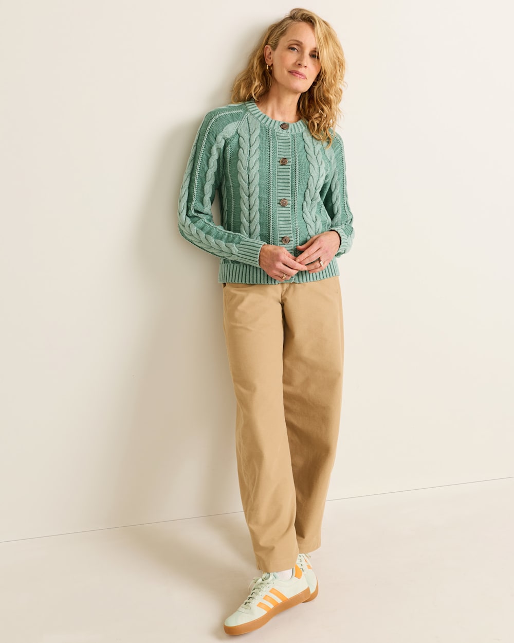 Pendleton Shop Women's Cotton Cable Knit Button-Front Cardigan