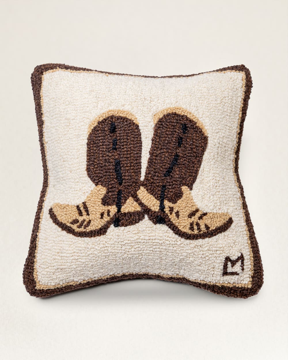 Pendleton Elevate Home Decor w/ Cowpoke Boots Hooked Square Pillow