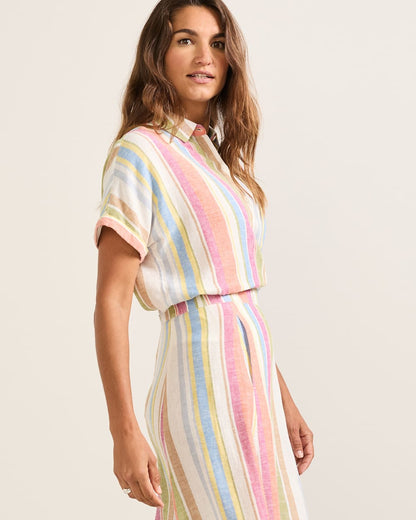 Pendleton Women's Short-Sleeve Stripe Linen Shirt