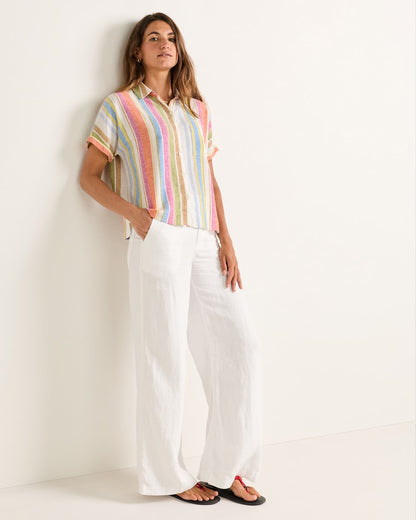 Pendleton Women's Short-Sleeve Stripe Linen Shirt