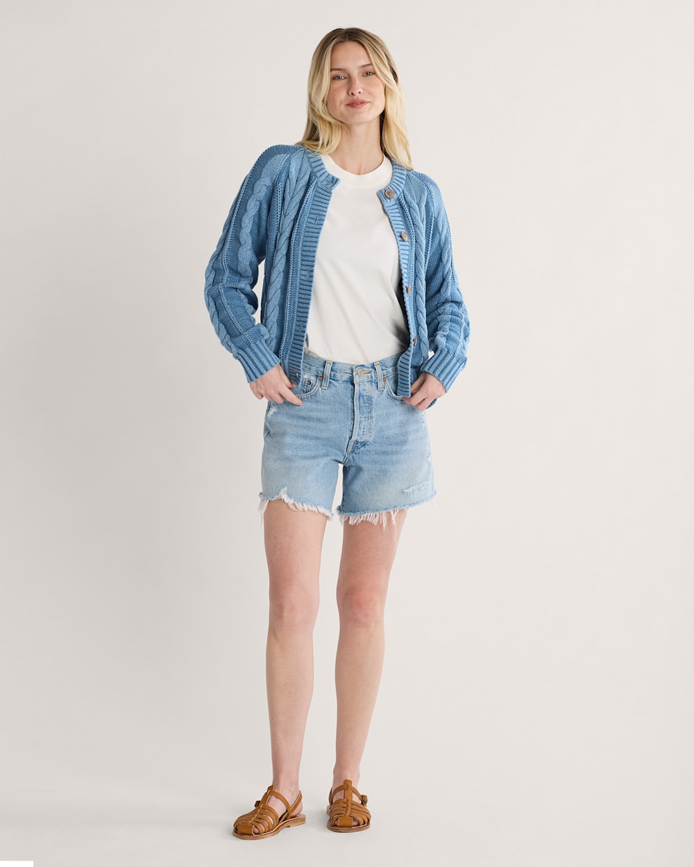 Pendleton Shop Women's Cotton Cable Knit Button-Front Cardigan