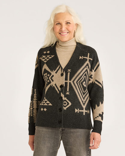 Pendleton Shop Women's Lambswool Mixed Graphic Cardigan for Unique Style