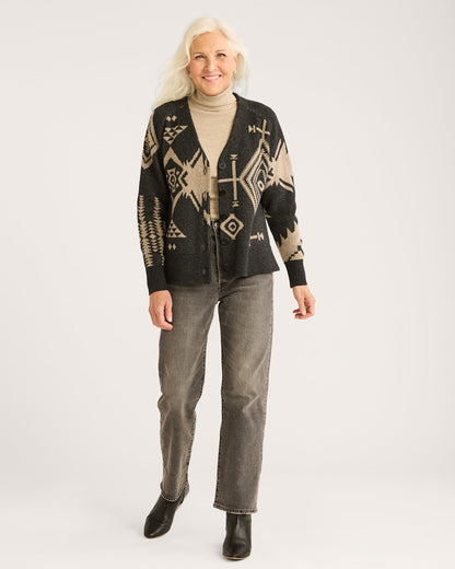 Pendleton Shop Women's Lambswool Mixed Graphic Cardigan for Unique Style