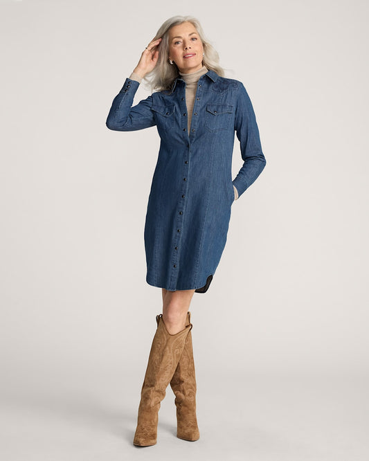Pendleton Shop Women's Embroidered Chambray Gambler Shirt Dress