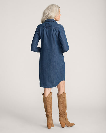 Pendleton Shop Women's Embroidered Chambray Gambler Shirt Dress