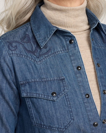 Pendleton Shop Women's Embroidered Chambray Gambler Shirt Dress