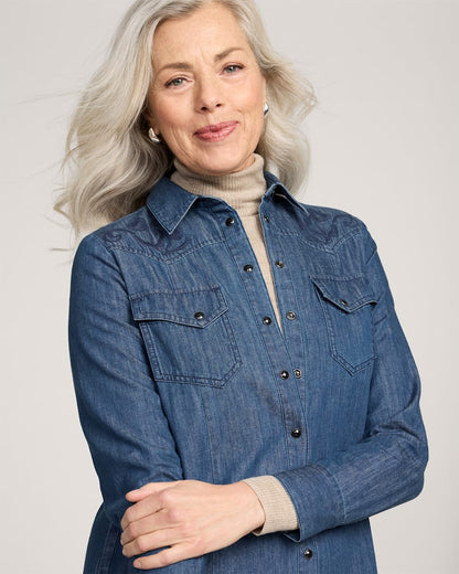 Pendleton Shop Women's Embroidered Chambray Gambler Shirt Dress