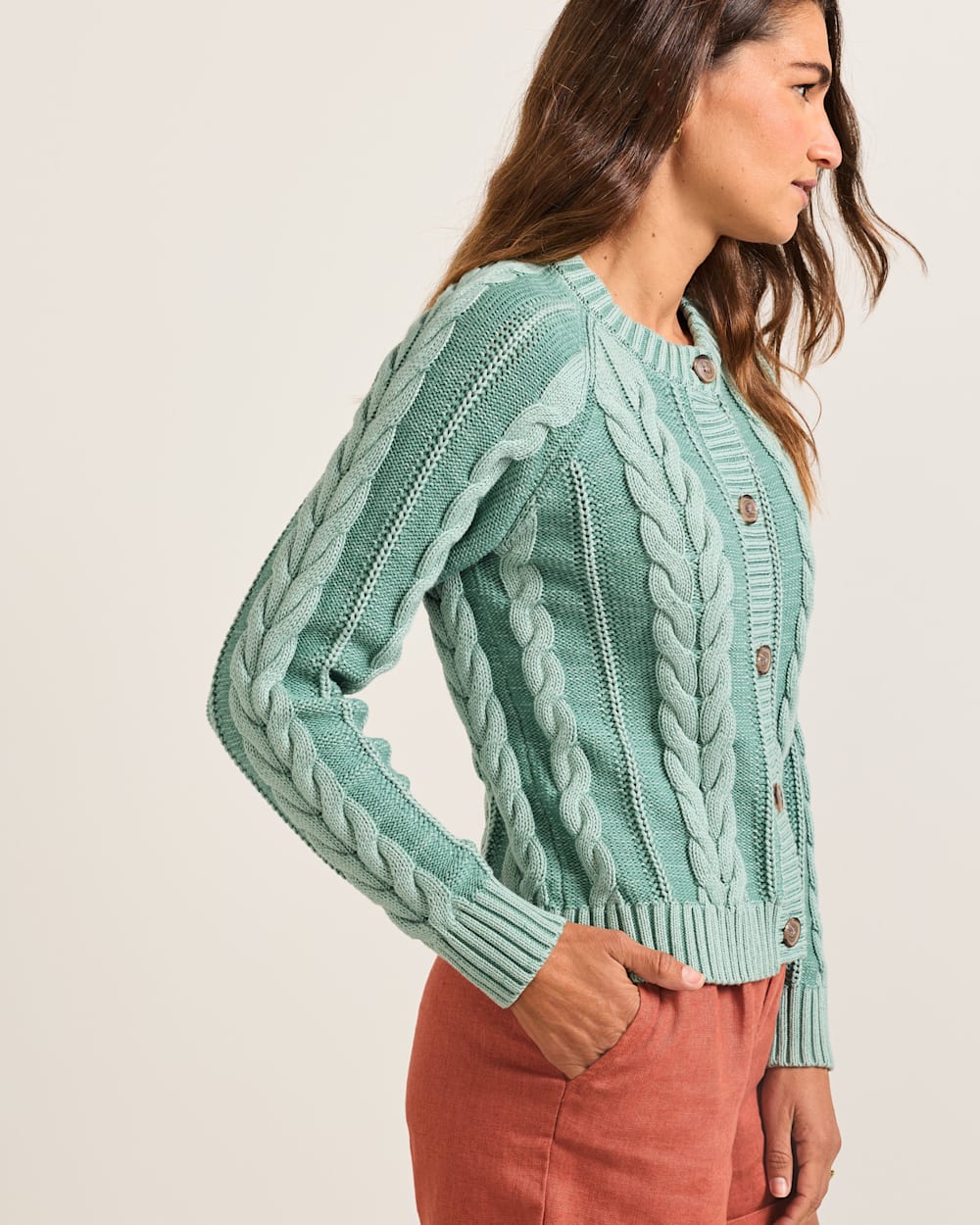 Pendleton Shop Women's Cotton Cable Knit Button-Front Cardigan