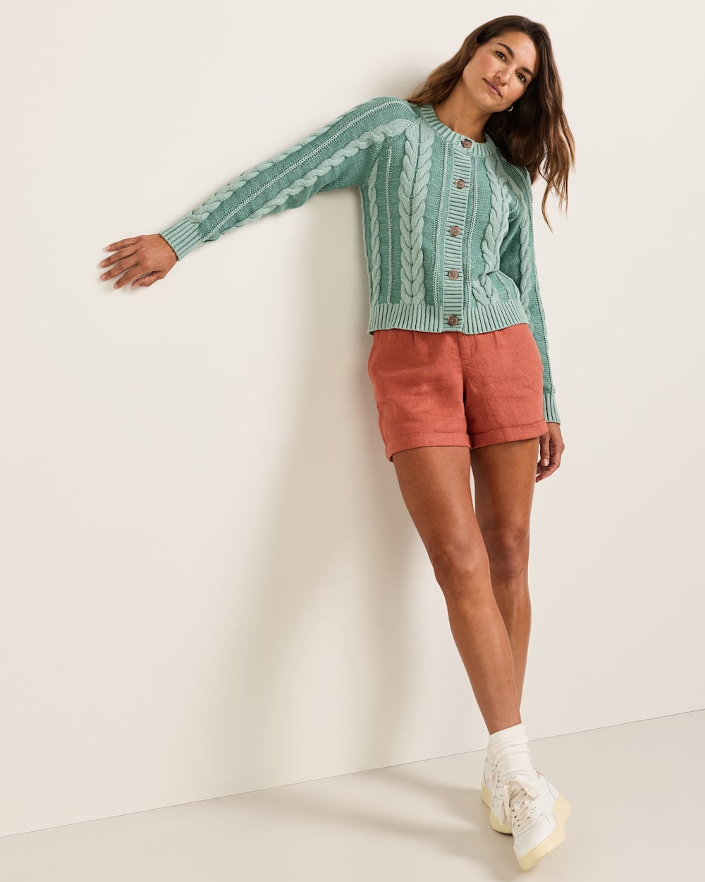 Pendleton Shop Women's Cotton Cable Knit Button-Front Cardigan
