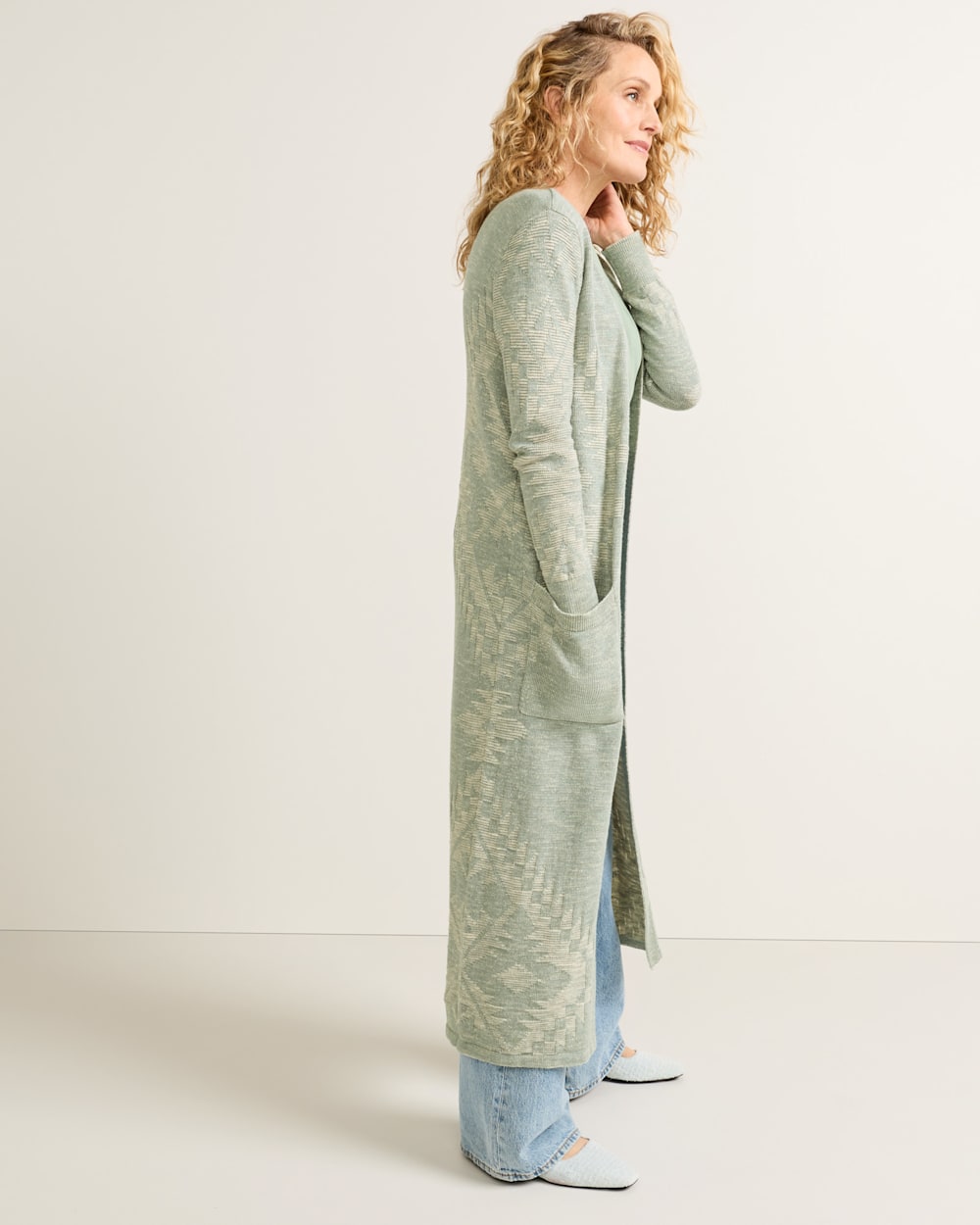 Pendleton Shop Women's Long Textured Open Duster Cardigan Sweater