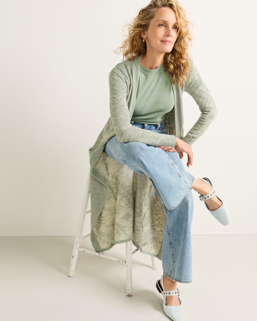 Pendleton Shop Women's Long Textured Open Duster Cardigan Sweater