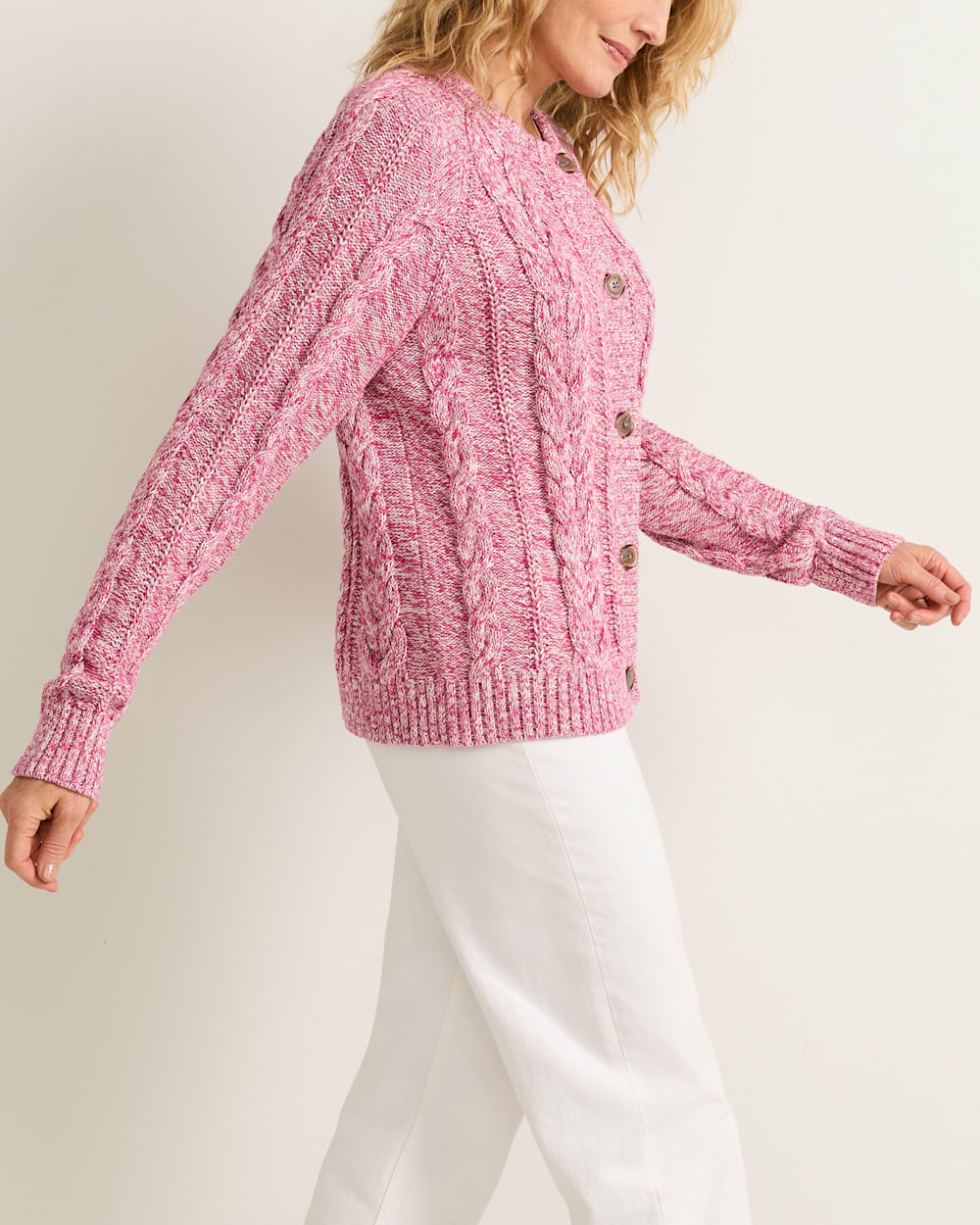 Pendleton Shop Women's Marled Cotton Cable Button-Front Cardigan