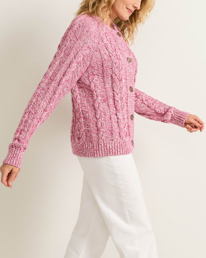 Pendleton Shop Women's Marled Cotton Cable Button-Front Cardigan