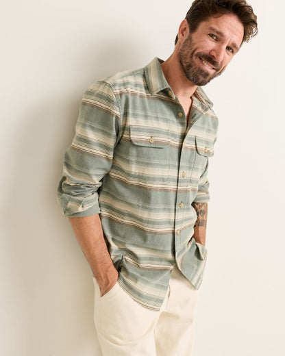 Pendleton Shop Men's Long-Sleeve Stripe Beach Shack Cotton Shirt