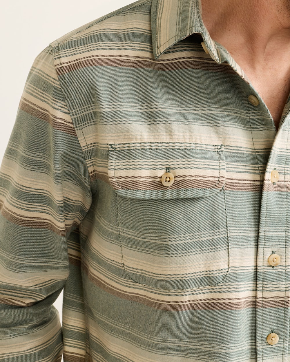 Pendleton Shop Men's Long-Sleeve Stripe Beach Shack Cotton Shirt
