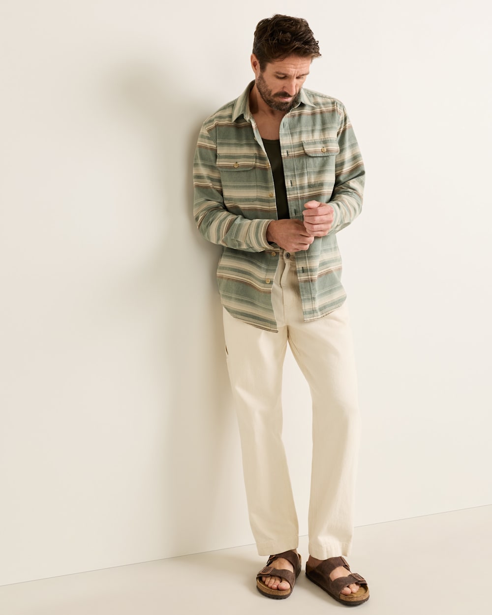 Pendleton Shop Men's Long-Sleeve Stripe Beach Shack Cotton Shirt