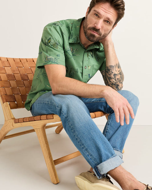 Pendleton Shop Men's Short-Sleeve Shoreline Print Cotton Shirt