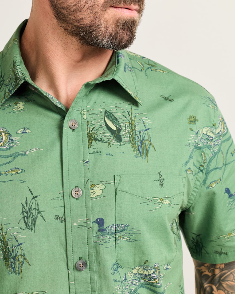 Pendleton Shop Men's Short-Sleeve Shoreline Print Cotton Shirt