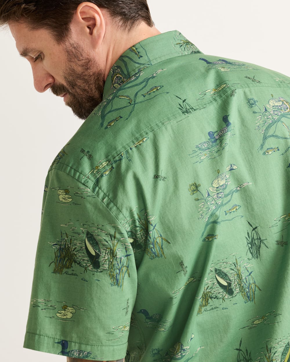 Pendleton Shop Men's Short-Sleeve Shoreline Print Cotton Shirt