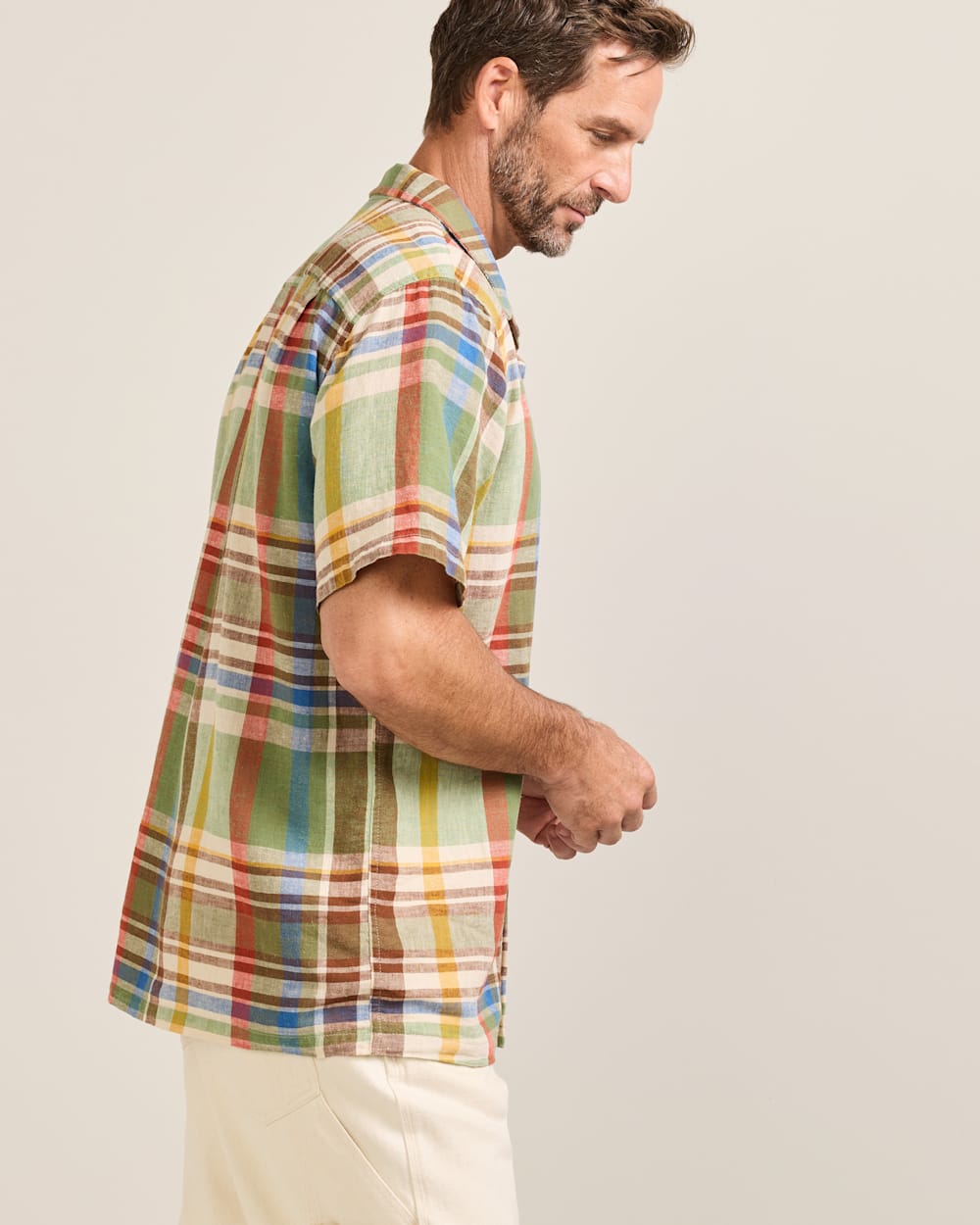 Pendleton Men's Short-Sleeve Plaid Aloha Linen Camp Shirt