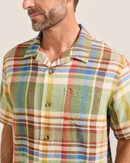 Pendleton Men's Short-Sleeve Plaid Aloha Linen Camp Shirt
