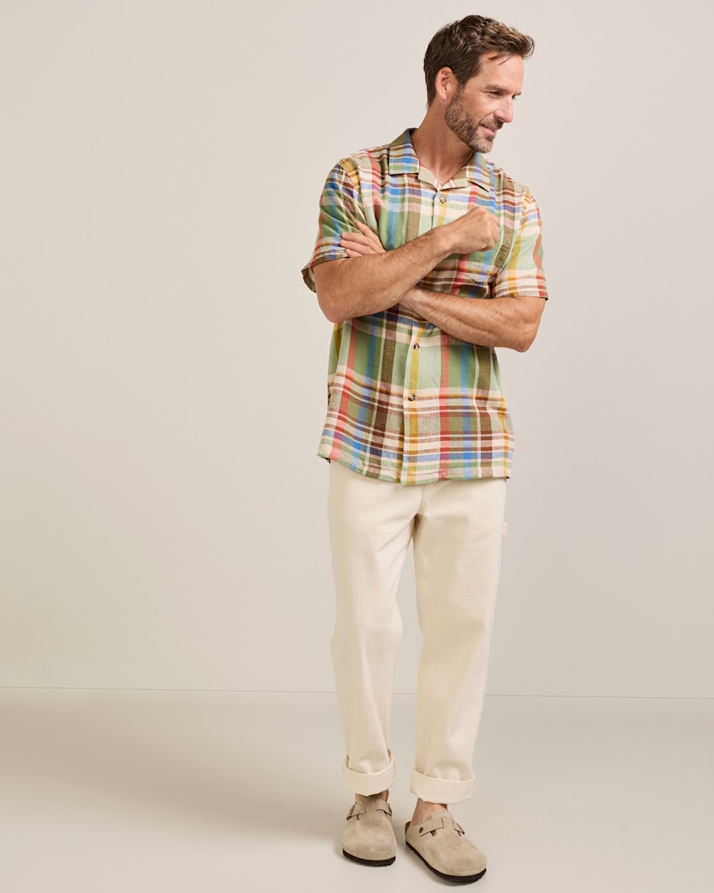 Pendleton Men's Short-Sleeve Plaid Aloha Linen Camp Shirt
