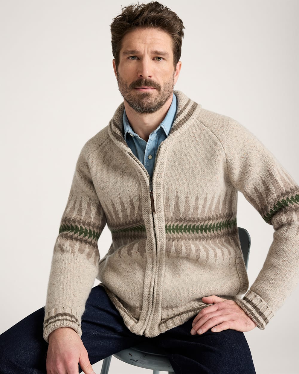 Pendleton Buy Men's Sawtooth Buck Lambswool Zip Cardigan Sweater