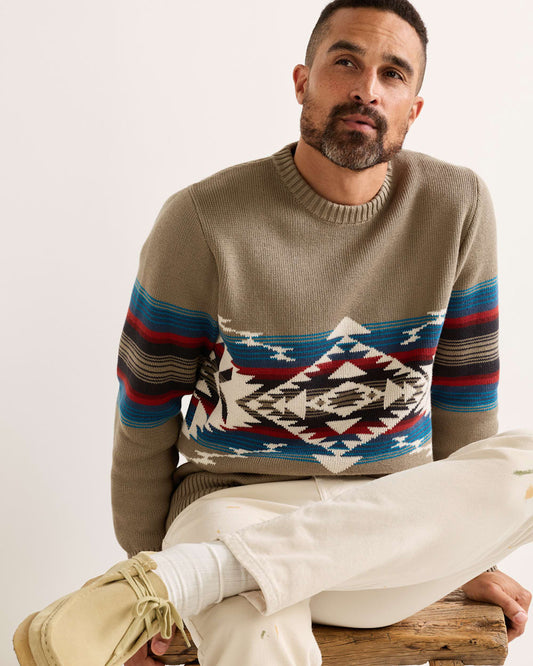 Pendleton Shop Men's Long-Sleeve Bridge Creek Pattern Cotton Sweater