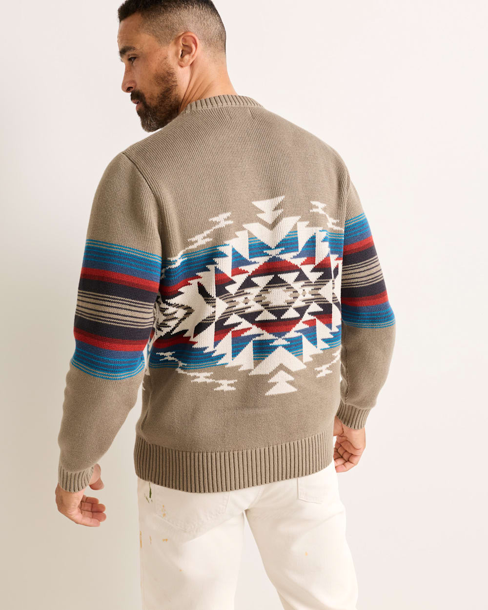 Pendleton Shop Men's Long-Sleeve Bridge Creek Pattern Cotton Sweater
