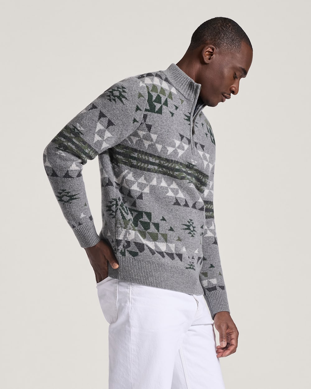 Pendleton Shop Men's Autumn Birch Lambswool Quarter-Zip Sweater in Sweaters