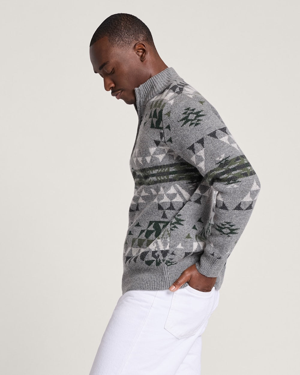 Pendleton Shop Men's Autumn Birch Lambswool Quarter-Zip Sweater in Sweaters