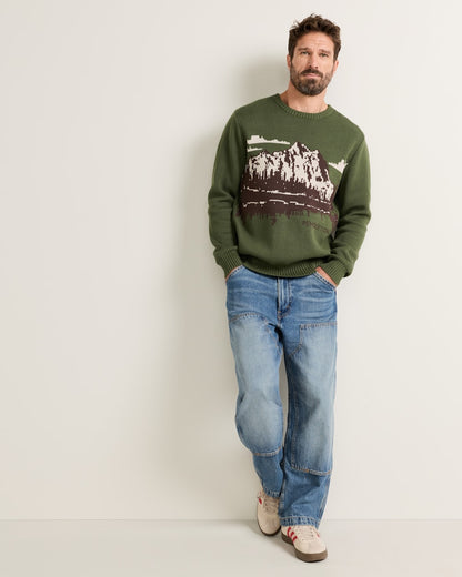 Pendleton Shop Men's Lake Scene Cotton Pullover Long-Sleeve Sweater