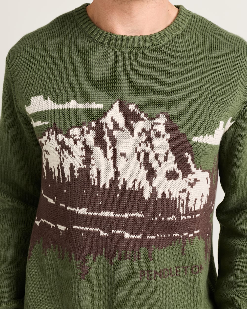 Pendleton Shop Men's Lake Scene Cotton Pullover Long-Sleeve Sweater