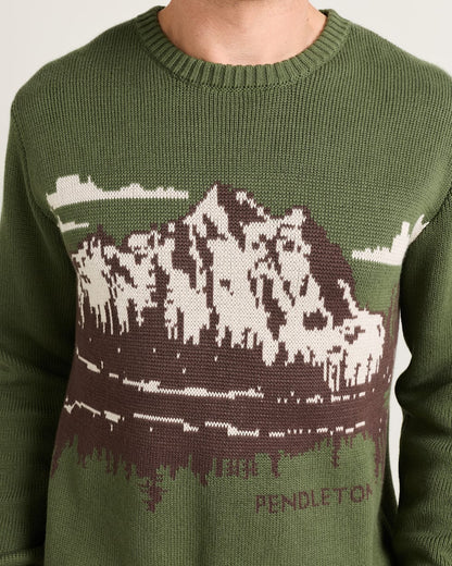 Pendleton Shop Men's Lake Scene Cotton Pullover Long-Sleeve Sweater