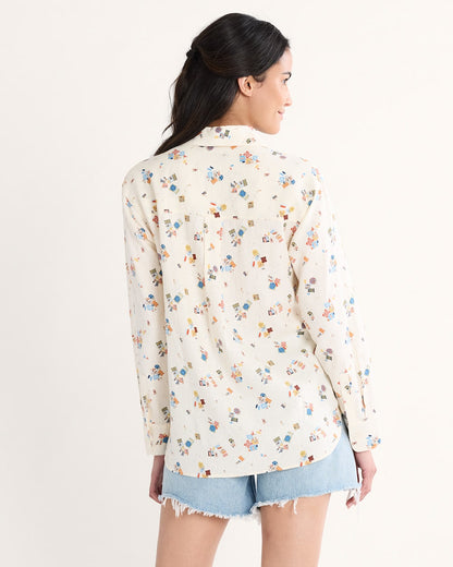 Pendleton Shop Women's Beach Print Coastal Linen Shirt Lightweight and Stylish