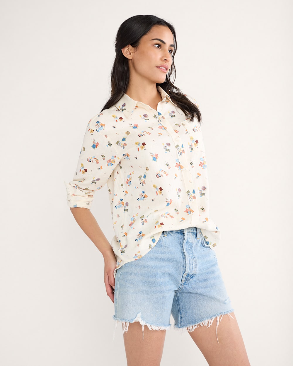 Pendleton Shop Women's Beach Print Coastal Linen Shirt Lightweight and Stylish