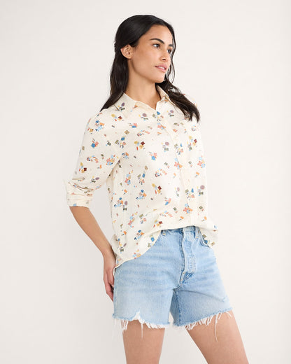Pendleton Shop Women's Beach Print Coastal Linen Shirt Lightweight and Stylish