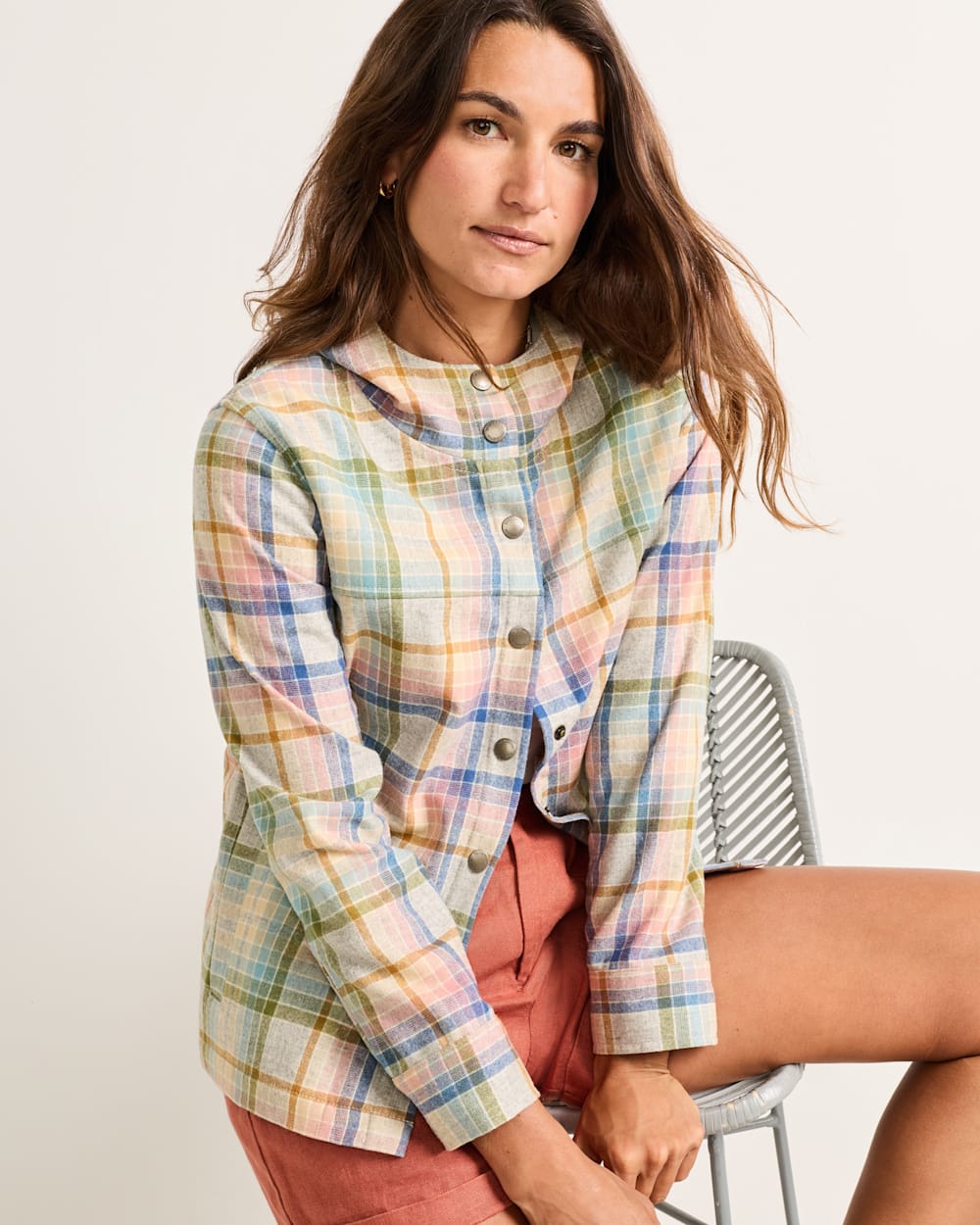 Pendleton Shop Women's Plaid Trailside Wool Hoodie Snap-Front Jacket