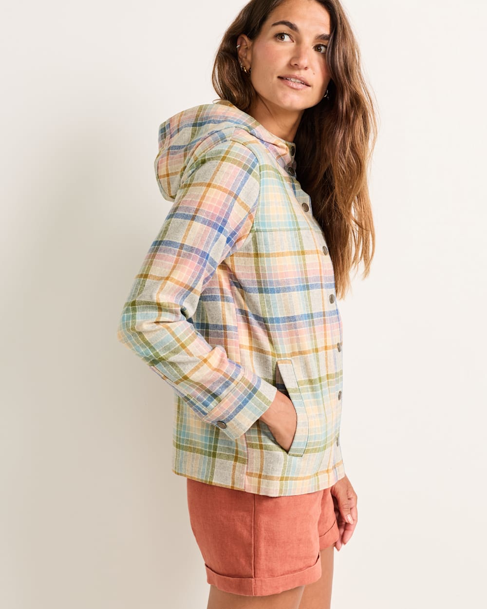 Pendleton Shop Women's Plaid Trailside Wool Hoodie Snap-Front Jacket