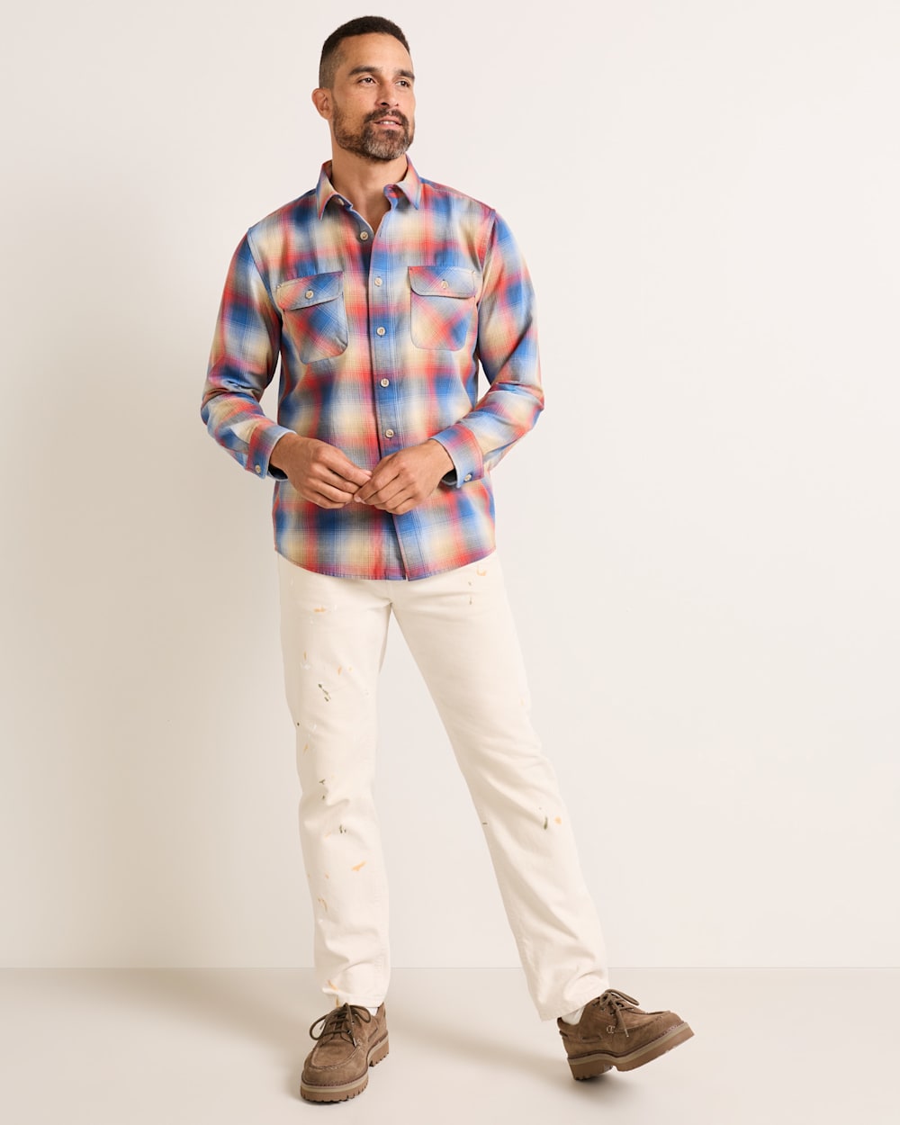 Pendleton Shop Men's Plaid Long Sleeve Cotton Beach Shack Shirt