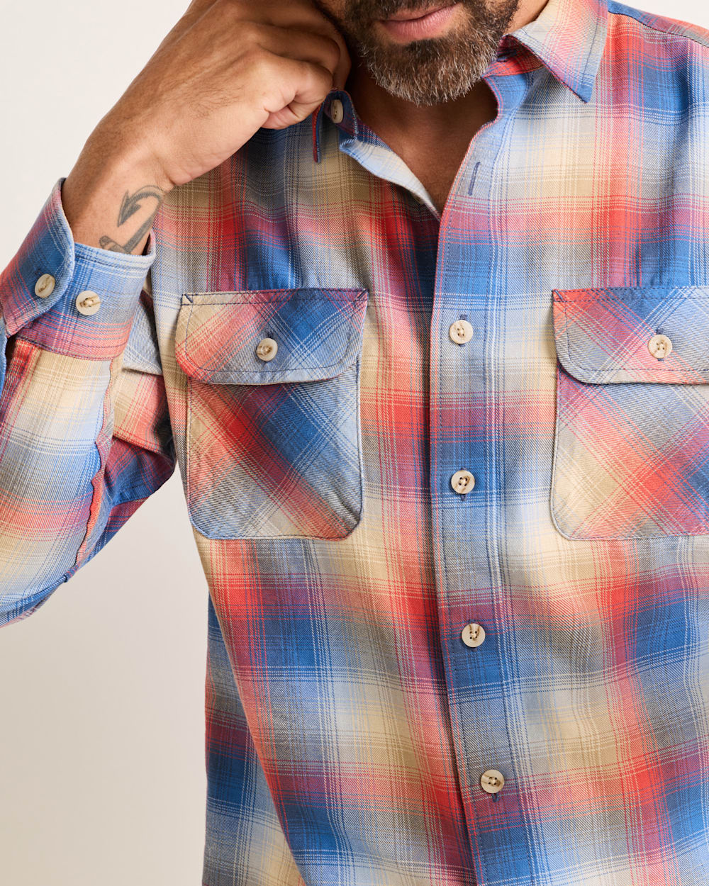Pendleton Shop Men's Plaid Long Sleeve Cotton Beach Shack Shirt