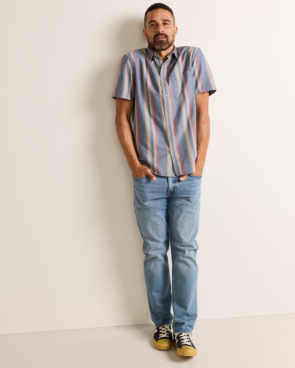 Pendleton Shop Men's Short-Sleeve Stripe Cotton Bayside Shirt