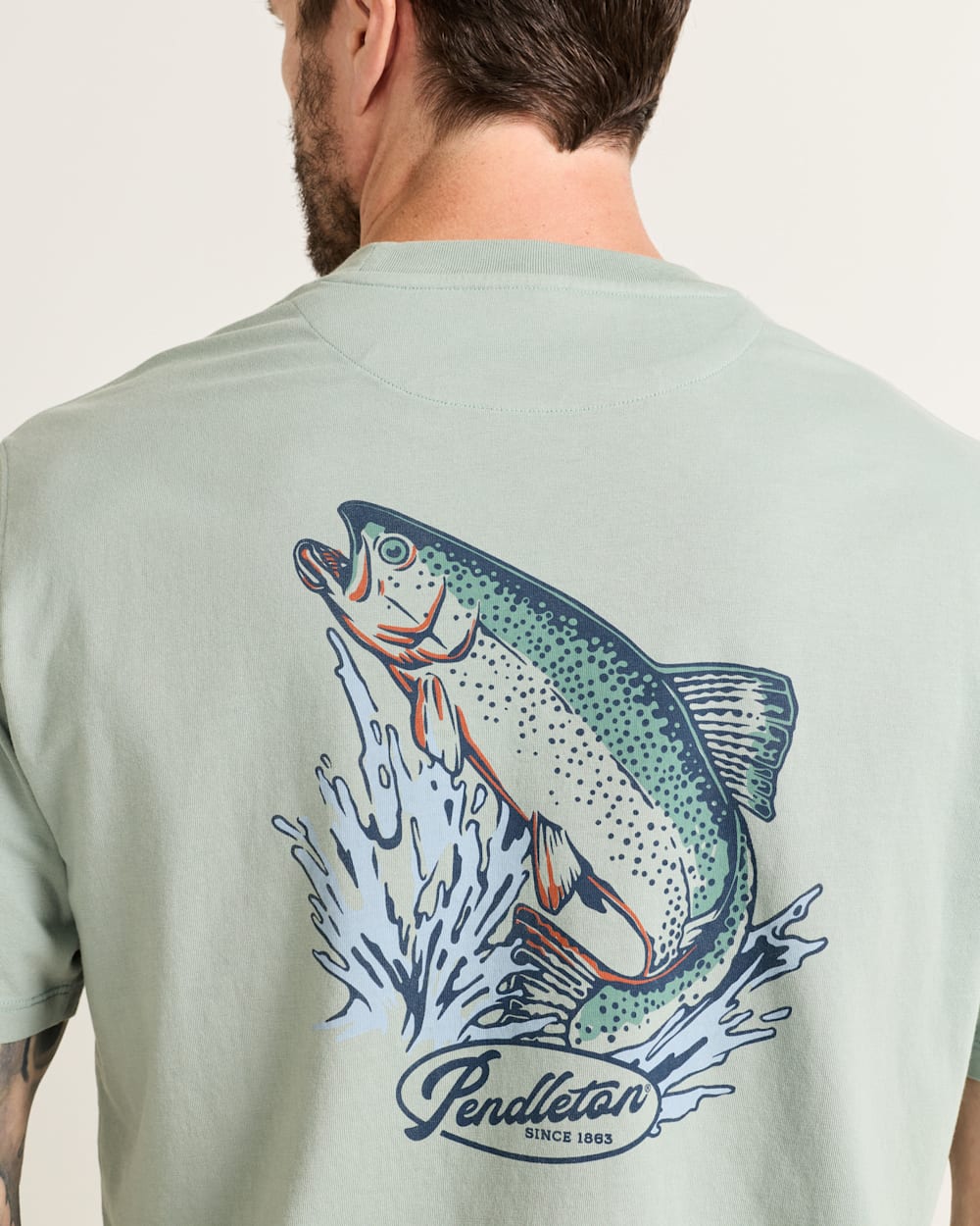 Pendleton Shop Men's Short-Sleeve Deschutes Salmon Graphic Tee