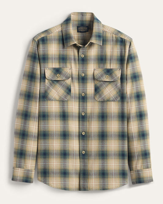 Pendleton Shop Men's Plaid Long Sleeve Cotton Beach Shack Shirt