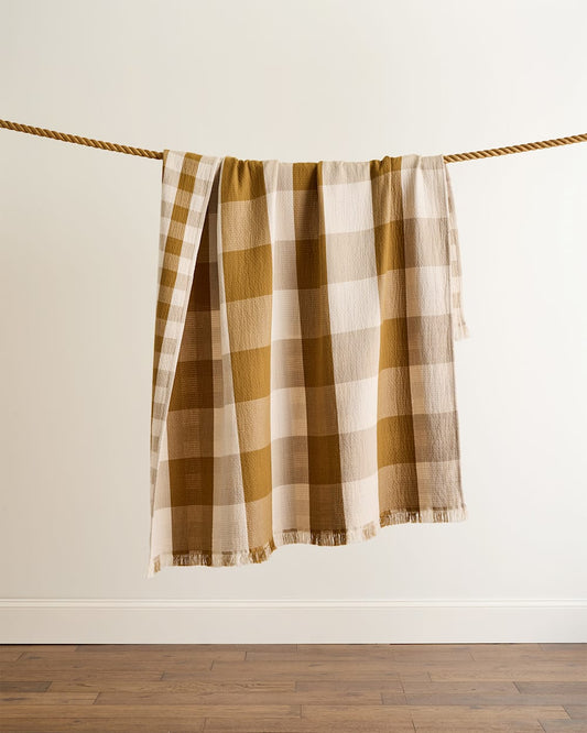 Pendleton Shop Organic Cotton Plaid Fringed Throw