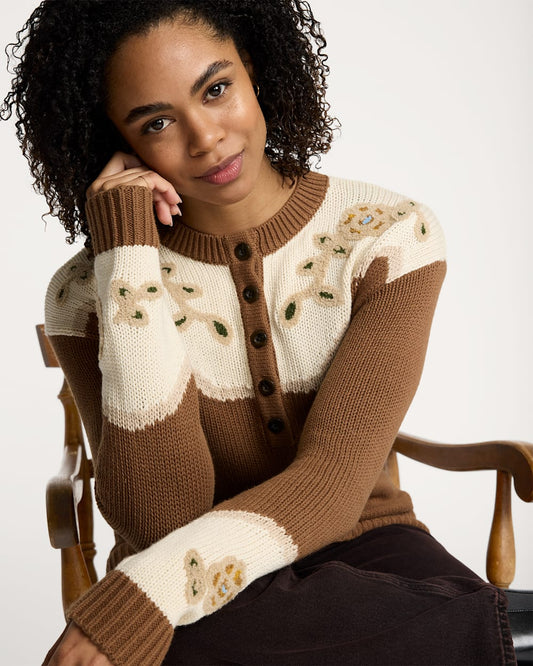 Pendleton Shop Women's Western Floral Henley Sweater in Tops
